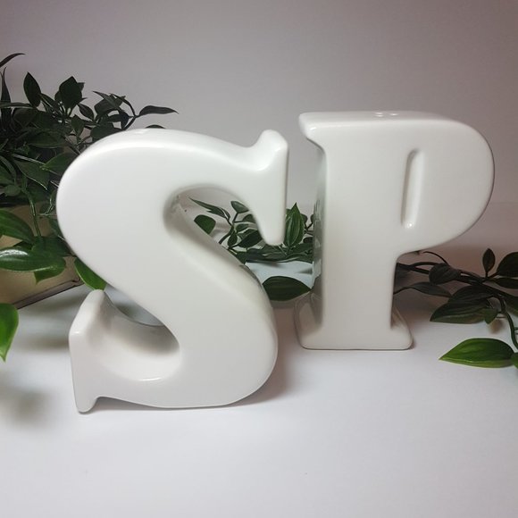Vintage Alphabet Letters Ceramic Salt and Pepper Shakers White - Picture 3 of 9
